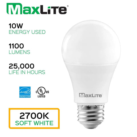 Bright 1100 Lumen A19 LED Bulb For Enclosed Fixtures, 75W Equivalent, Dimmable, E26 Medium Base, 2700K Soft White, 4 Pack.