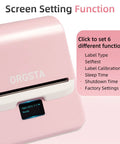 Kickass Portable Bluetooth Label Printer With Slick Wireless Tape Dispenser For Home Office Organization And Shipping Labels No Ink Required with screen function settings.