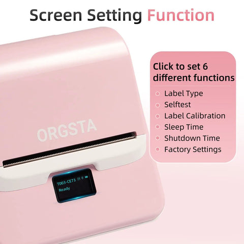 Kickass Portable Bluetooth Label Printer With Slick Wireless Tape Dispenser For Home Office Organization And Shipping Labels No Ink Required with screen function settings.