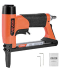 Pro Grade 20 Gauge Pneumatic Staple Gun Featuring A Slick Long Nose Built For 50 Series Fine Wire Staples 1/2 Crown And 1/4 To 5/8 Length side view with tools.