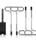 Ice Anchor Drill Adapter Kit With 4 Threaded Peg Stakes For Ice Fishing Shelter Setups on white background