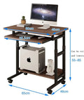 Dope Rolling Laptop Cart And Bedside Table With Smooth Gliding Wheels Heavy Duty Home Office Computer Desk In Black Or Brown, height adjustable.