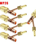 Heavy Duty Copper Tig Torch Quick Connectors For Water Cooled Welding Machines Including Male Cable Gas Separator Adapter Fits Wp9 Wp17 Wp26 Models, 5pc set of WP26 connectors.