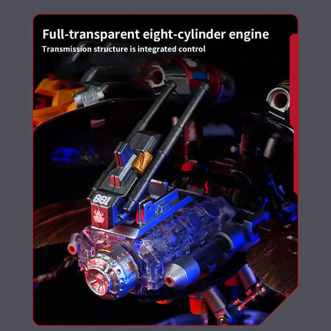 3D DIY Mechanical Beetle Assembly Model With Mechanical Transmission, Futuristic Desktop Ornament For Enthusiasts And Gift Givers, Dynamic Kit Version With LED Accent Lights, transparent engine close-up
