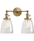 Double Sconce Wall Light Set Vintage Industrial Antique Vibe With Two Oval Cone Clear Glass Shades E26 Compatible