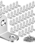 40 Pieces L Bracket Corner Brace Set With 120 Screws 90 Degree Metal Brackets For Shelves Wood Furniture Cabinets Chairs Drawers
