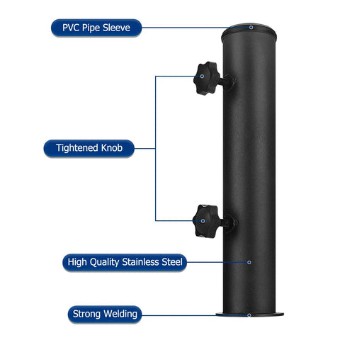 Universal Granite Umbrella Stand Tube For Outdoor Use Stainless Steel Base Heavy Duty Marble Flag Pole Stake Holder Table Tube