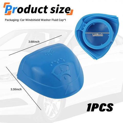 Must Have Windshield Washer Fluid Cap Replacement For VW Bora Passat Golf Porsche Macan Cayenne And Chevy Bolt EV For Your Ride Flexible Reservoir Cap With OEM 6V0955485A Style Seal Easy Install Leak Proof shown in blue with size dimensions