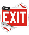 5 Pack Exit Signs For Doors And Walls, High Visibility Red Safety Stickers, Premium Self Adhesive Vinyl, Easy To Install, Durable Wall Or Door Mount, Ideal For Office Buildings, Schools, Retail Stores, And Commercial Spaces red exit sign pack