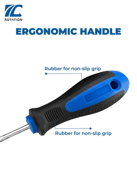 Ergonomic handle of Pro Grade Precision Hook And Pick Set For Automotive Work with rubber for non-slip grip.