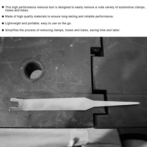 X Clamp Removal Tool For Automotive Hose Clamps And Sleeving 360 X Clamp Extractor stainless steel tool on dark surface
