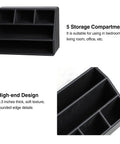 Straight Up Sturdy PU Leather Desk Organizer With Five Compartments Sleek Black Design displaying five storage slots for office use.