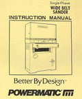 Rock Solid Powermatic Wide Belt Sander RB-25 And RB-37 Parts Manual illustration with technical details for single phase models.