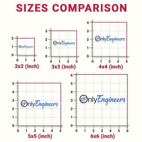Size comparison chart for Engineers Sticker Pack 3 Pcs For Laptop Water Bottle Car Helmet Skateboard Guitar And More Geeky Tech Humor Improvise Theme A Perfect Mechanical Engineer Gift For Nerds Makers And Tech Geeks.