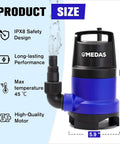 3 In 1 Submersible Sump Pump With 500W Motor Three Quarter HP For Clean Or Dirty Water With Float Switch And 16.4 Ft Cable