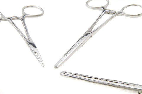 Go To Workhorse Hemostat Forceps Set In Stainless Steel, Six Piece Straight And Curved Locking Clamps For Fishing, Crafts, Medical And Hobby Use