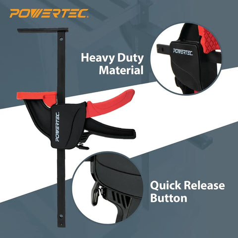 Badass 110 Inch Track Saw Guide Rail Extension Kit With Two 55 Inch Aluminum Extrusion Rails Dual Quick Release Mounting Clamps and Seamless Track Connectors Tailored For Makita Or Festool Shop Rats showing heavy duty clamp design.