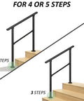 Heavy Duty 3 Step Handrails For Outdoor Front Porch Stairs Durable Safety Guardrail with solid grip, shown for 2 and 3 steps.