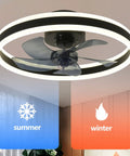 Modern Dimmable Ceiling Fan With Light And Remote Control, MuteLED Quiet, 6 Speeds, Reversible, 60W Black Ceiling Fan shown