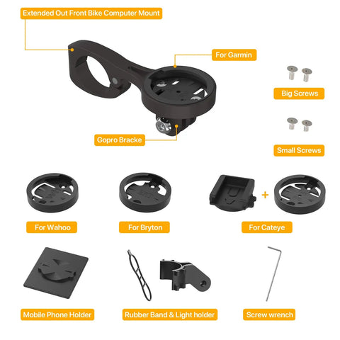 All In One Bike Computer Mount With GoPro Adapter For Edge Series components and tools in black