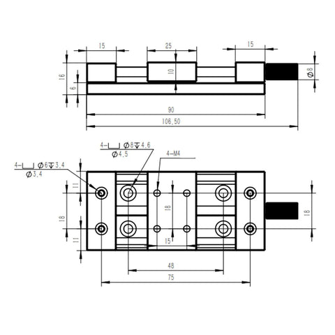 Built Tough Aluminum X Axis Sliding Table With Precision Manual Knobs For Micro Adjustments And Smooth As Silk Fine Tuning on detailed engineering drawing.