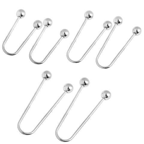 Two Pack Metal Spiral Fasteners Double Head Brooch Clips in silver, U-shaped, 1.9in to 2.7in for securing clothing and shawls.