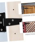 8 Pack 5 Inch Galvanized Black T Type Door Hinges weld on detachable shed door hardware for residential cabinets shown on wood doors