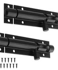 Premium Grade Steel Heavy Duty Three Inch Barrel Door Slide Bolt Lock Slick Black Finish Heavy Gauge Gate Hardware shown with screws.