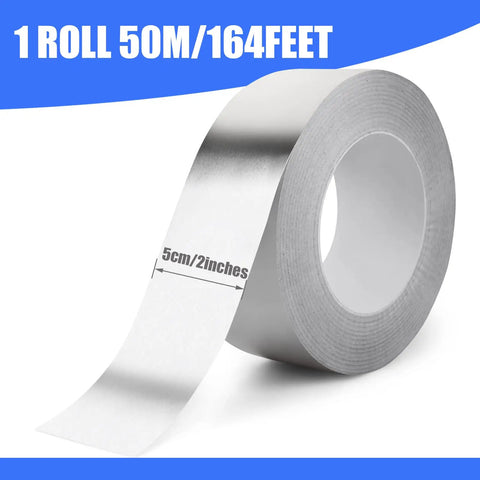 Aluminum Tape 2 Inch By 164 Feet Silver 3.9 Mil Heavy Duty Tape With Heat And UV Resistance For HVAC And Ductwork Sealing And Insulation High Gloss Foil, 1 roll