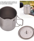750ml Folding-Handles Outdoor Water Mug For Camping And Hiking, lightweight alloy cup with lid, textured grip, durable construction