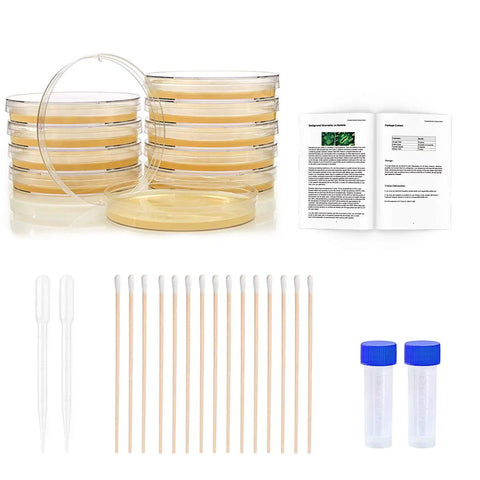 Science Kit For Kids With Ready To Use Bacteria Petri Dishes LB Agar And Cotton Swabs Safe STEM Project For Science Fair Totally Kid Friendly For Ages 6 7 8 9 10 Great Gift For Boys And Girls, includes Petri dishes, swabs, and instructions.