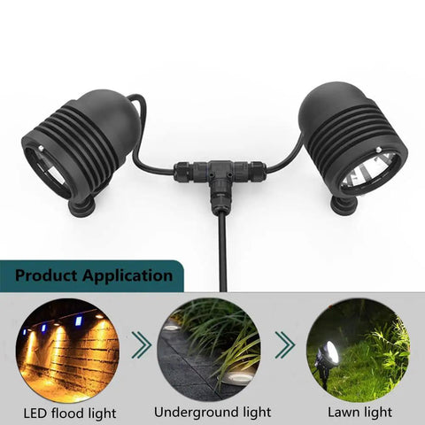Waterproof IP68 3 Pin 3 Way Cable Connector Junction Box with outdoor lighting applications for garden and LED strips