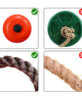 Comparison of red plate swing and green disc with rope for 6.56 Foot Climbing Rope Swing With Treads And Plate Swing Hanging Kit.