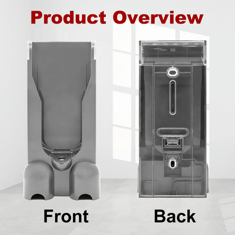 Front and back view of Wall Mounted Vacuum Docking Station for Dyson V10 Cordless Vacuum Accessories Holder Must Have Space Saver Bracket 96904201 Not For V11 Easy Mount Organizer For Home And Garage