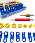 Pro-Grade Car AC Fuel Line Quick Disconnect Tool Kit with Seven Sizing Bits in storage box, tools displayed.