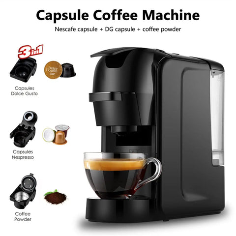 Capsule Coffee Machine With Built In Grinder And Steam Wand Compact Do It All Espresso Maker For Home And Office with capsules