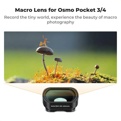 10X Macro Lens for DJI Osmo Pocket 4 By 3 With Magnetic Mount Close Up Filter Dope HD Macro Photography on mushroom scene
