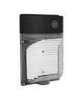 Hella Bright 25W LED Wall Pack Light With 3000 Lumen 5000K Daylight, side view showing photocell sensor and clear housing