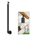 Rock Solid Black Wrought Iron Stair Railing With Side Mount Deck Post And Screw Kit 41 Inch heavy duty metal banister for steps.