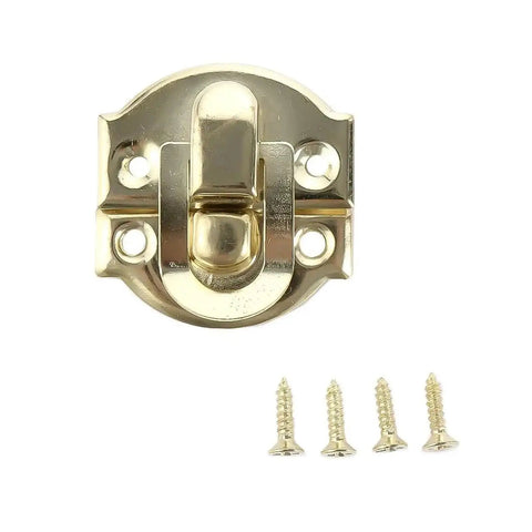 Heavy Duty 10 Pack Stainless Steel Duckbilled Box Hasp Lock Toggle Latches with screws for metal boxes and chests shown in gold finish