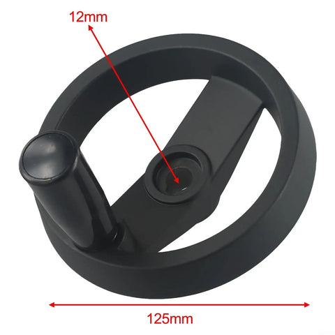 Heavy Duty Foldable Spoke Handwheel Aluminum Alloy With Revolving Handle For Milling Machine Lathe Grinder Black 12mm Bore 125mm OD