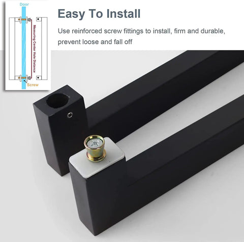 Heavy Duty Stainless Steel Pair Double Sided Square Door Pull Handle For Wood Or Glass Entry And Shower Doors With Top Shelf Finish And Hardcore Build Quality That Is Simply Dang Amazing