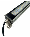Badass 50W LED Industrial Work Lamp With 24V DC Power For CNC Machinery No Sweat Bench Mount, close-up view.