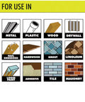 16 Piece Oscillating Multi Tool Blade Kit For Wood Metal Plastic Tile Grout Fiberglass usage for various materials diagram
