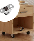 20Lots Furniture Casters, Bottom Mounted for Secure Installation. Close-up of a chrome caster on a wooden nightstand.