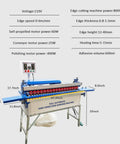 No Hassle Automatic Edge Banding Machine Heavy Duty Workhorse For Straight And Curved Boards Smart Control Dual Side Trimmer dimensions and controls.
