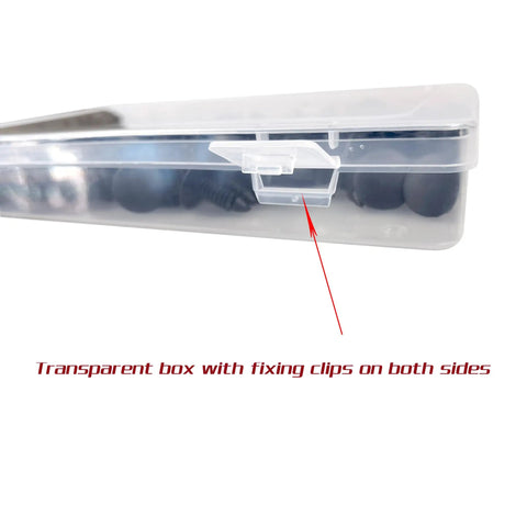 Universal Golf Cart Fastener Push Rivets Set 100 Piece Xmas Tree Clips in transparent box with fixing clips on sides