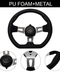 270mm 3 Spoke Steering Wheel for Go Karts and Off Road Vehicles PU Foam Comfortable Grip Metal Core Universal 3 Hole Mount Ideal Replacement