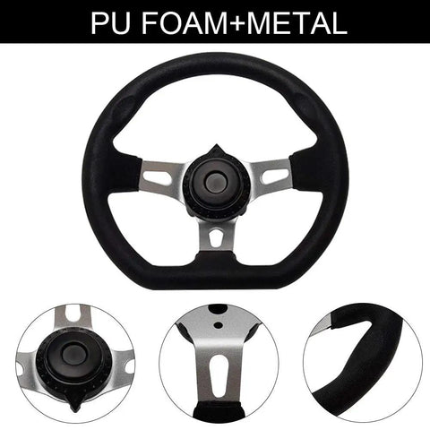 270mm 3 Spoke Steering Wheel for Go Karts and Off Road Vehicles PU Foam Comfortable Grip Metal Core Universal 3 Hole Mount Ideal Replacement