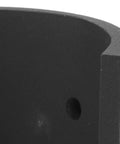 Close-up of Heavy Duty Iron Bottle Jack Adapter Saddle For 4 Inch Tubes, 20 Ton Capacity, black iron surface